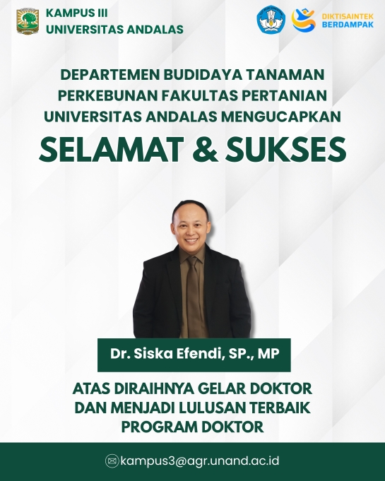 "SELAMAT KEMBALI MENGABDI KE KAMPUS 3 BAPAK DOKTOR SISKA EFENDI" Dinobatkan sebagai Lulusan Terbaik Program Doktor