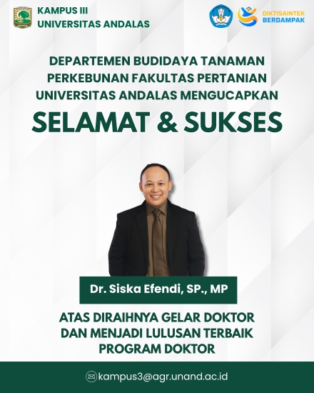 "SELAMAT KEMBALI MENGABDI KE KAMPUS 3 BAPAK DOKTOR SISKA EFENDI" Dinobatkan sebagai Lulusan Terbaik Program Doktor