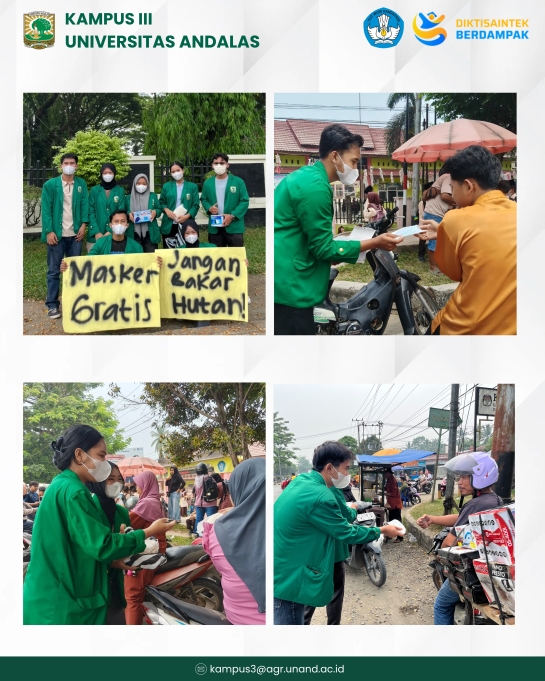 Mahasiswa Kampus 3 Peduli Lingkungan, Bagikan Masker Gratis kepada Masyarakat Terdampak Kabut Asap di Dharmasraya